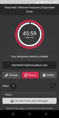 Mohmal-Free Temporary Email Address android App screenshot 4